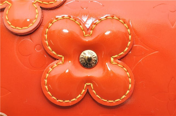 Auth Louis Vuitton Vernis Flower Lexington Hand Bag Pouch Orange M92247 LV 5217D
