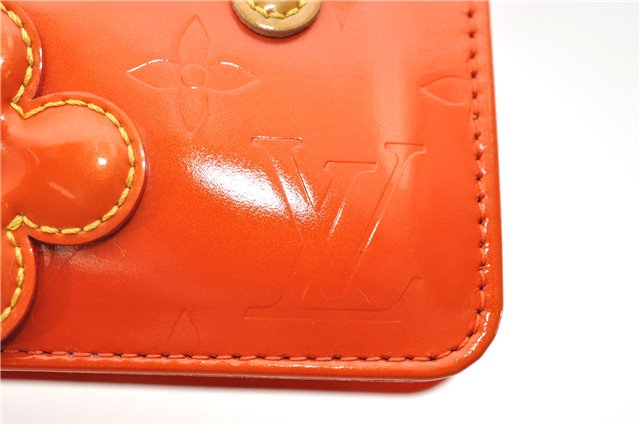 Auth Louis Vuitton Vernis Flower Lexington Hand Bag Pouch Orange M92247 LV 5217D