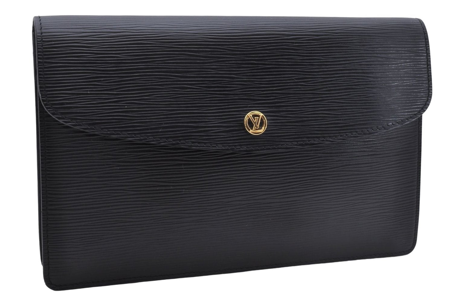Authentic Louis Vuitton Epi Montaigne 27 Clutch Bag Purse Black M52652 LV 5218D