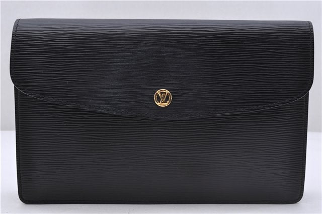 Authentic Louis Vuitton Epi Montaigne 27 Clutch Bag Purse Black M52652 LV 5218D
