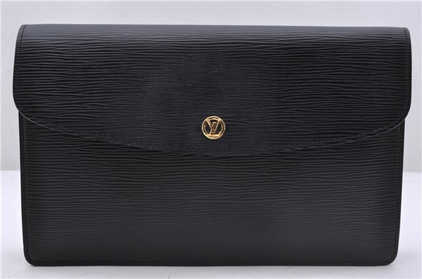 Authentic Louis Vuitton Epi Montaigne 27 Clutch Bag Purse Black M52652 LV 5218D