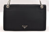 Authentic PRADA TESSUTO METALLO Nylon Leather Shoulder Bag B6542 Black 5219I