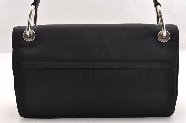 Authentic PRADA TESSUTO METALLO Nylon Leather Shoulder Bag B6542 Black 5219I