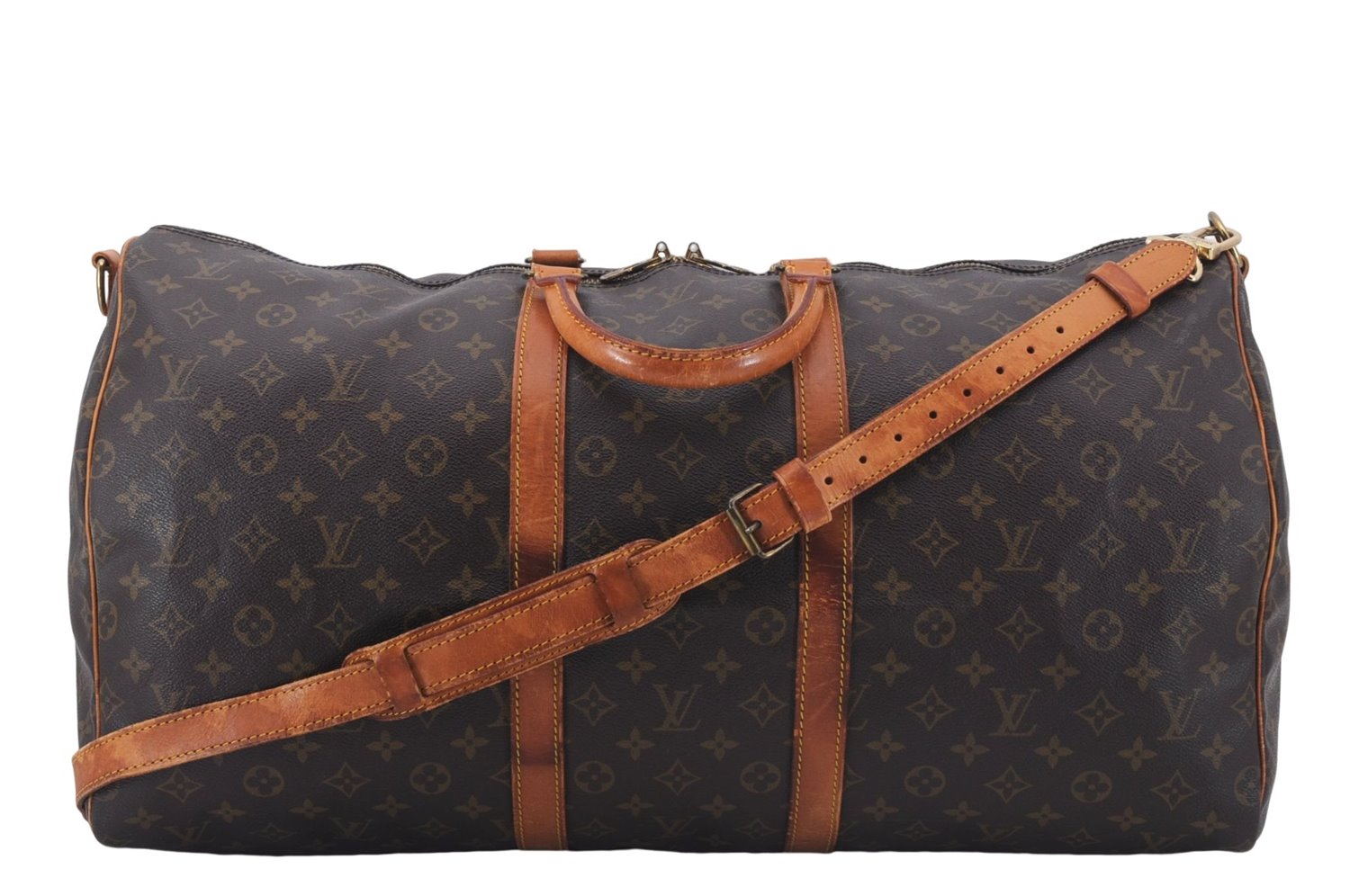 Auth Louis Vuitton Monogram Keepall Bandouliere 55 Boston Bag M41414 LV 5221D