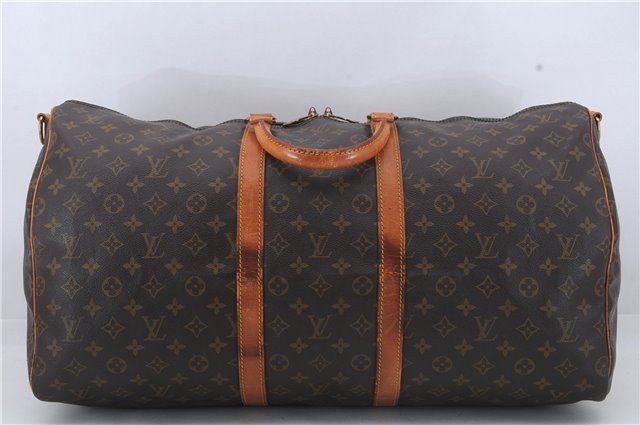 Auth Louis Vuitton Monogram Keepall Bandouliere 55 Boston Bag M41414 LV 5221D