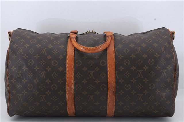 Auth Louis Vuitton Monogram Keepall Bandouliere 55 Boston Bag M41414 LV 5221D