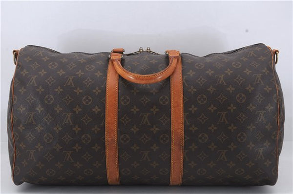 Auth Louis Vuitton Monogram Keepall Bandouliere 55 Boston Bag M41414 LV 5221D