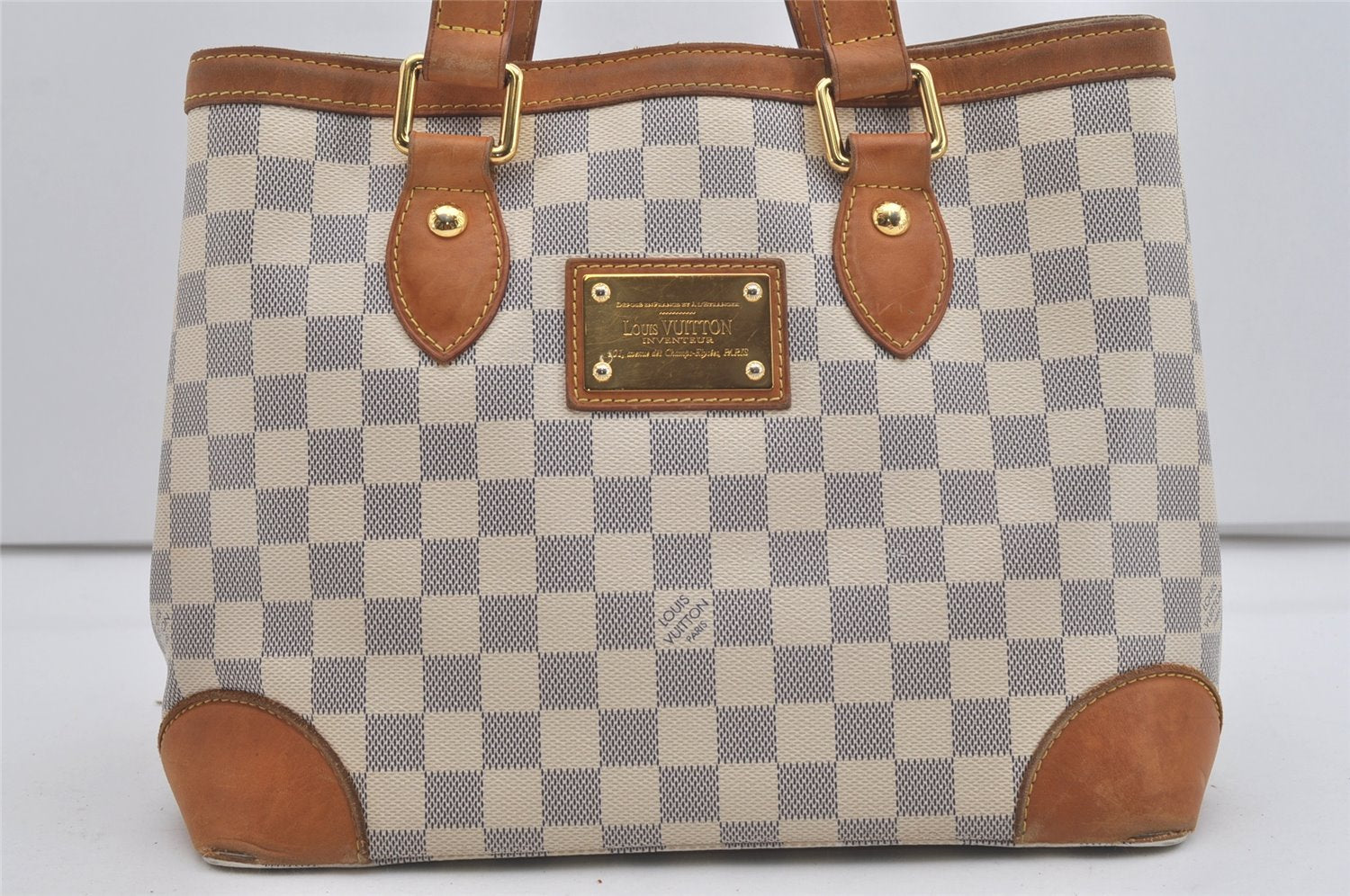 Authentic Louis Vuitton Damier Azur Hampstead PM N51207 Shoulder Tote Bag 5223I