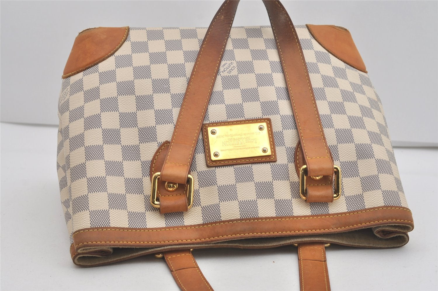 Authentic Louis Vuitton Damier Azur Hampstead PM N51207 Shoulder Tote Bag 5223I