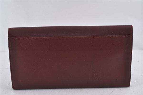 Authentic Cartier Must de Cartier Clutch Bag Leather Bordeaux Red 5226C