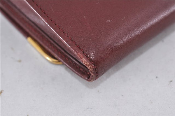 Authentic Cartier Must de Cartier Clutch Bag Leather Bordeaux Red 5226C