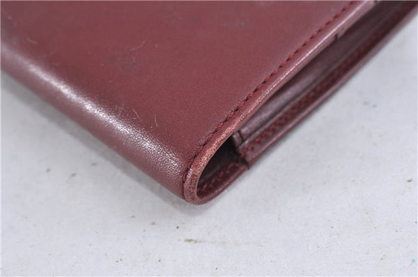 Authentic Cartier Must de Cartier Clutch Bag Leather Bordeaux Red 5226C