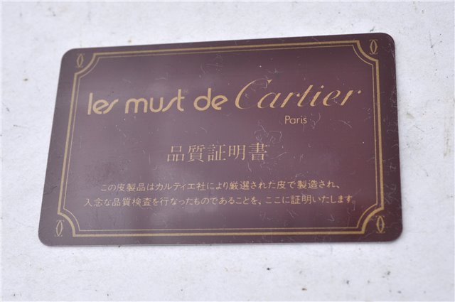 Authentic Cartier Must de Cartier Clutch Bag Leather Bordeaux Red 5226C