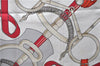 Authentic HERMES Carre 90 Scarf "Eperon d'or" Silk Gray 5228D