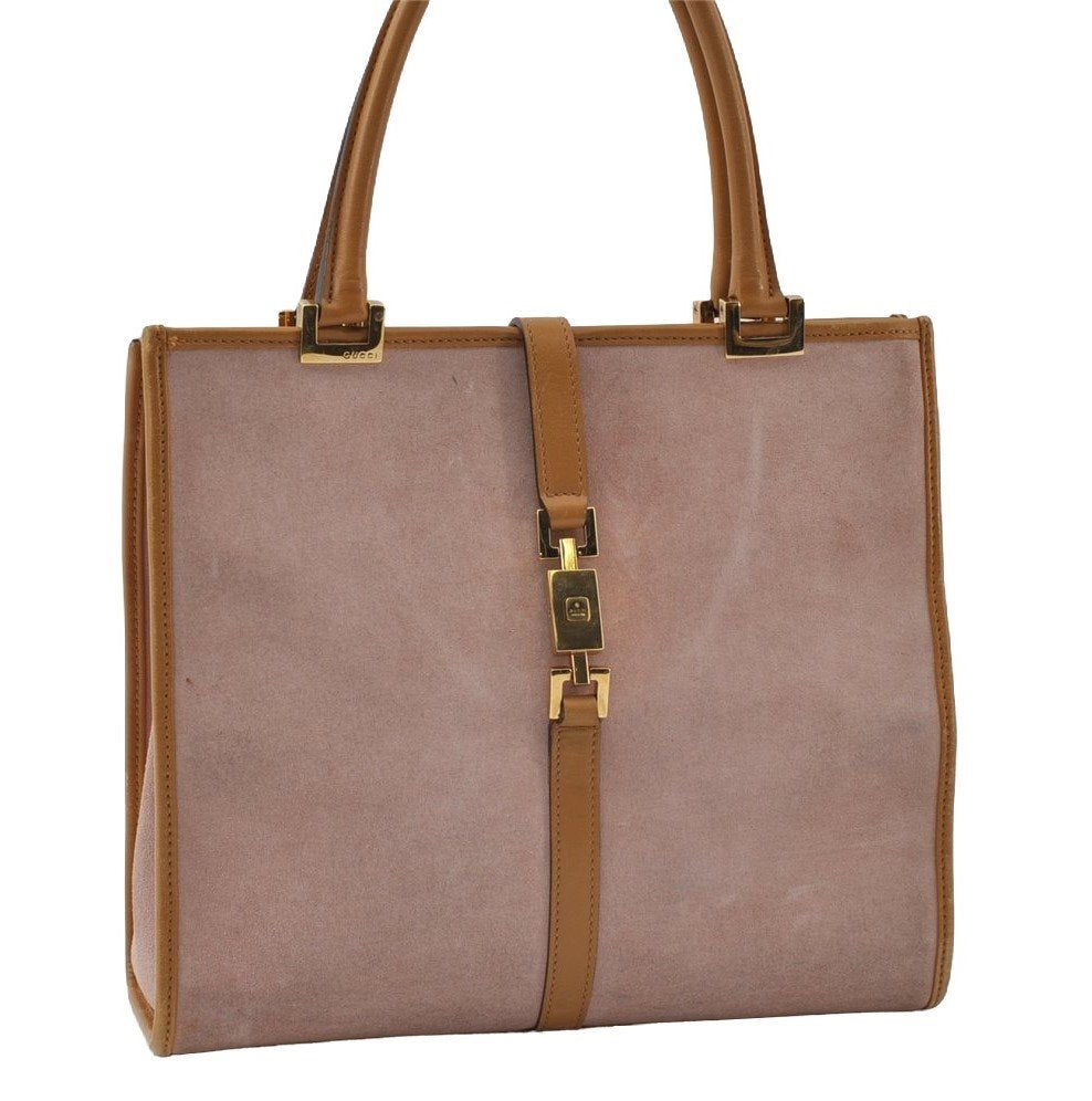 Authentic GUCCI Jackie Shoulder Hand Tote Bag Suede Leather 0021065 Pink 5228I