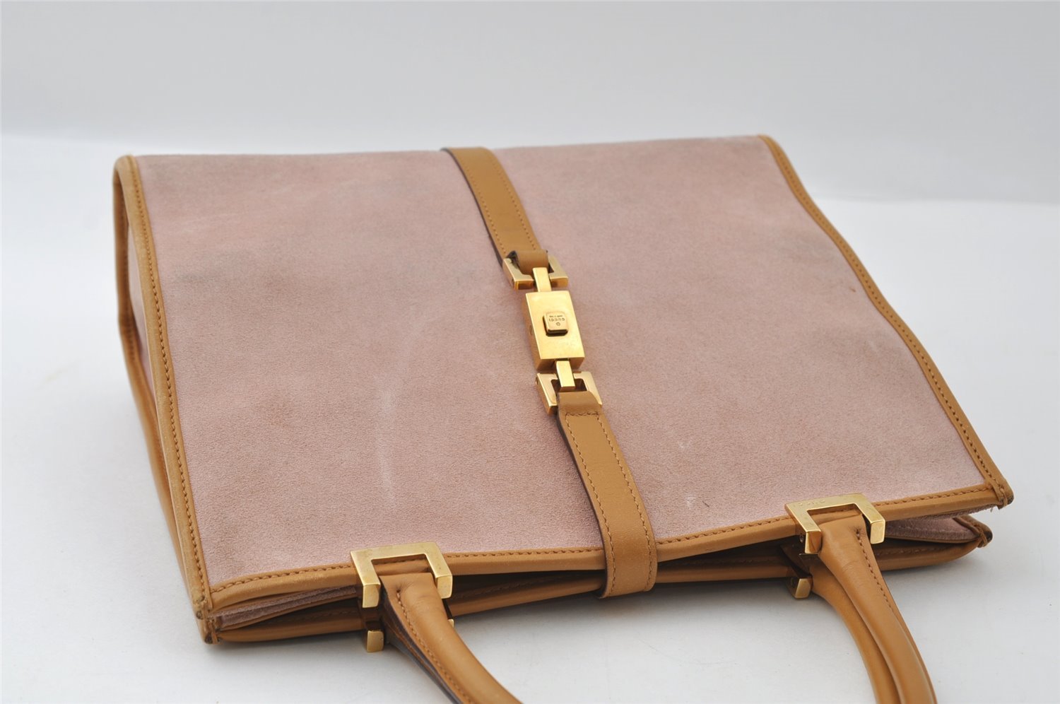 Authentic GUCCI Jackie Shoulder Hand Tote Bag Suede Leather 0021065 Pink 5228I