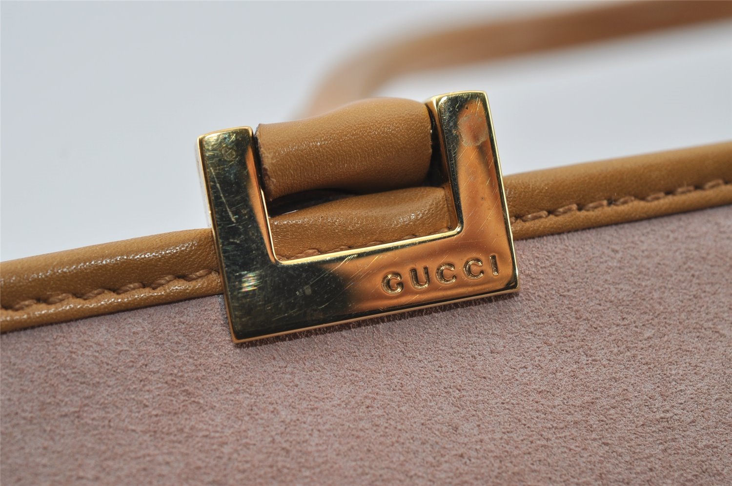 Authentic GUCCI Jackie Shoulder Hand Tote Bag Suede Leather 0021065 Pink 5228I