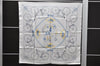 Authentic HERMES Carre 90 Scarf "LES BECANES" Silk White Box 5230D