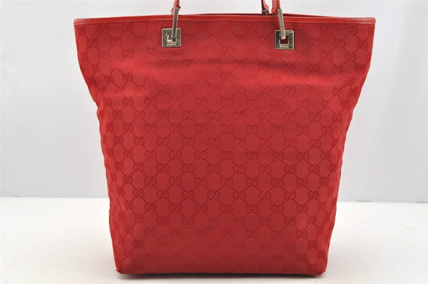 Authentic GUCCI Shoulder Hand Tote Bag GG Canvas Leather 0021098 Red 5230I