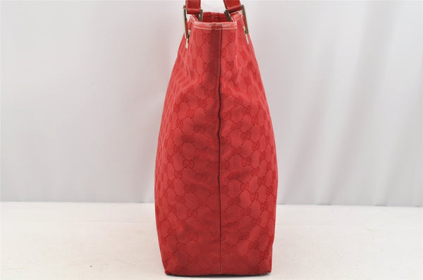 Authentic GUCCI Shoulder Hand Tote Bag GG Canvas Leather 0021098 Red 5230I