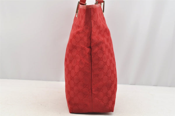 Authentic GUCCI Shoulder Hand Tote Bag GG Canvas Leather 0021098 Red 5230I