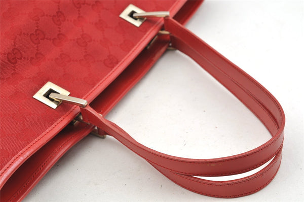 Authentic GUCCI Shoulder Hand Tote Bag GG Canvas Leather 0021098 Red 5230I