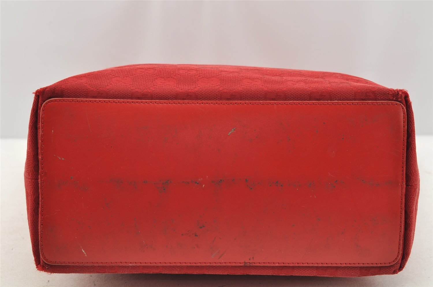 Authentic GUCCI Shoulder Hand Tote Bag GG Canvas Leather 0021098 Red 5230I