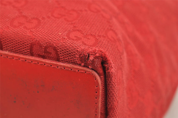 Authentic GUCCI Shoulder Hand Tote Bag GG Canvas Leather 0021098 Red 5230I