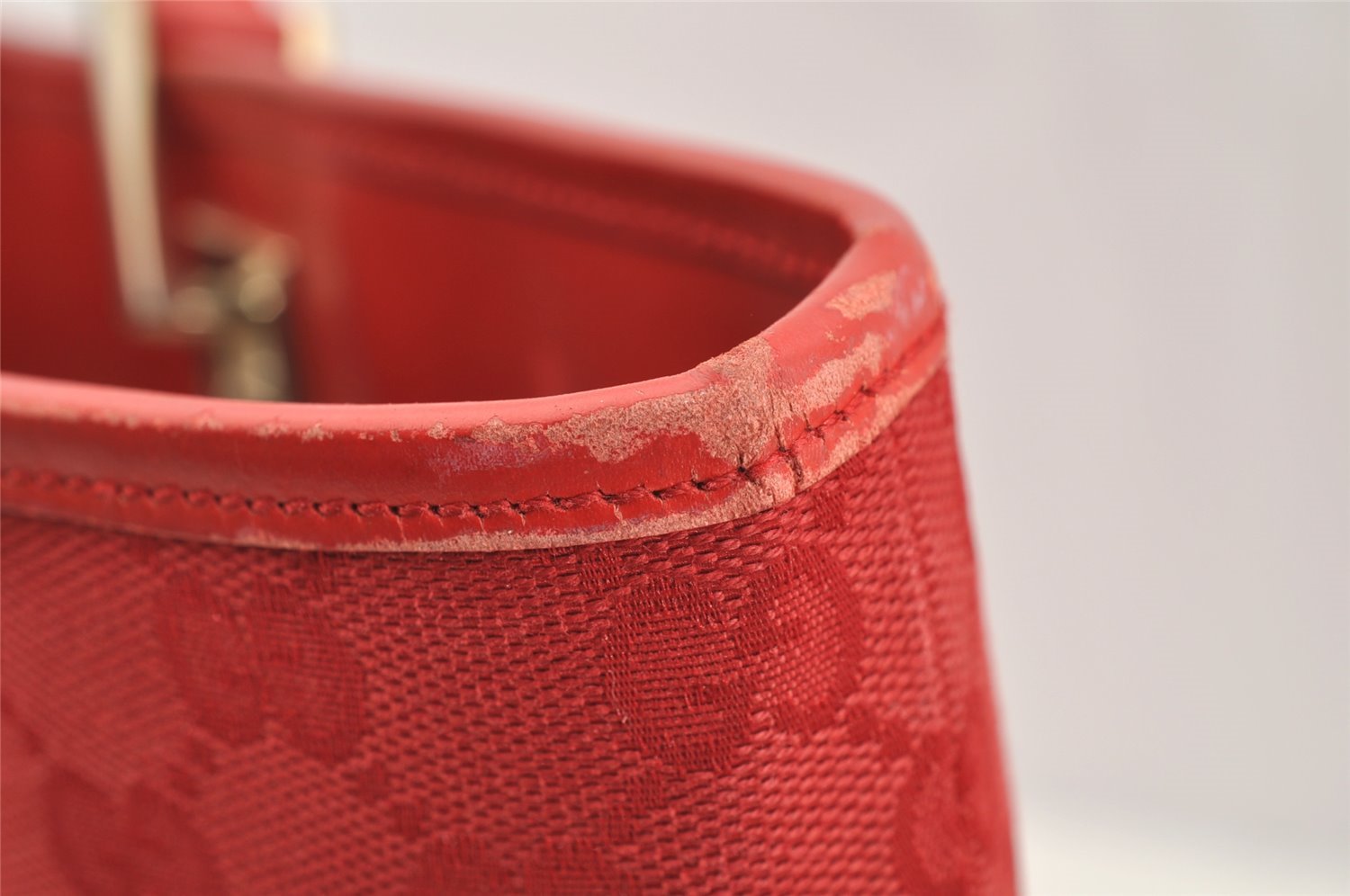 Authentic GUCCI Shoulder Hand Tote Bag GG Canvas Leather 0021098 Red 5230I