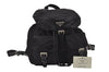 Authentic PRADA Vela Nylon Tessuto Leather Drawstring Backpack B2811 Black 5232I