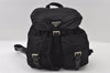 Authentic PRADA Vela Nylon Tessuto Leather Drawstring Backpack B2811 Black 5232I