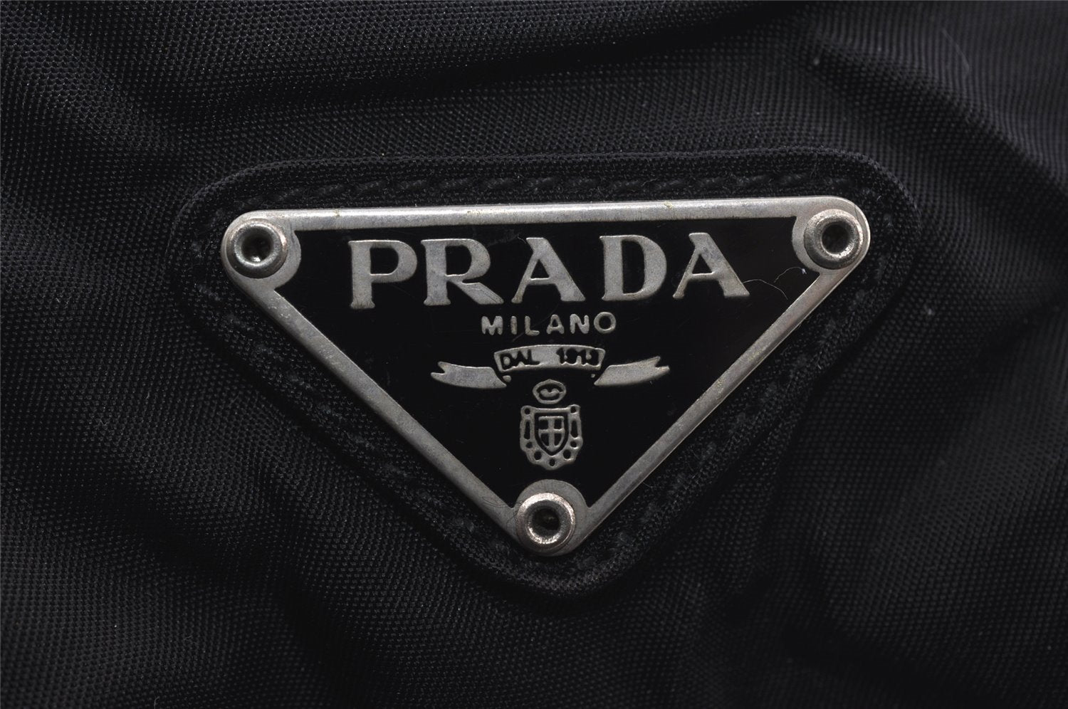 Authentic PRADA Vela Nylon Tessuto Leather Drawstring Backpack B2811 Black 5232I