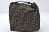 Authentic FENDI Zucca Vintage Hand Bag Pouch Purse Nylon Leather Brown 5234E