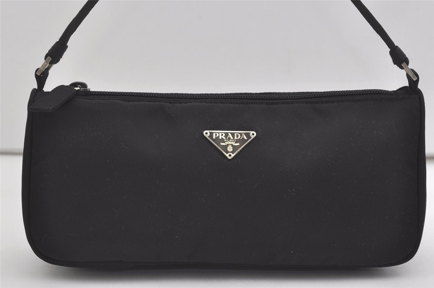 Authentic PRADA Vintage Nylon Tessuto Hand Bag Pouch Purse Black 5234I