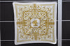 Authentic HERMES Pleats Scarf "LES TUILERIES" Silk White Gold Box 5236D