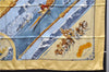 Authentic HERMES Carre 90 Scarf "GRONLAND" Silk Yellow 5237D