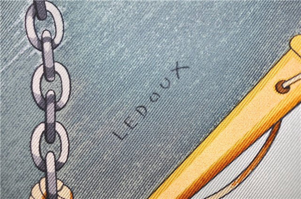 Authentic HERMES Carre 90 Scarf "GRONLAND" Silk Yellow 5237D