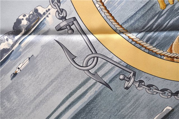 Authentic HERMES Carre 90 Scarf "GRONLAND" Silk Yellow 5237D