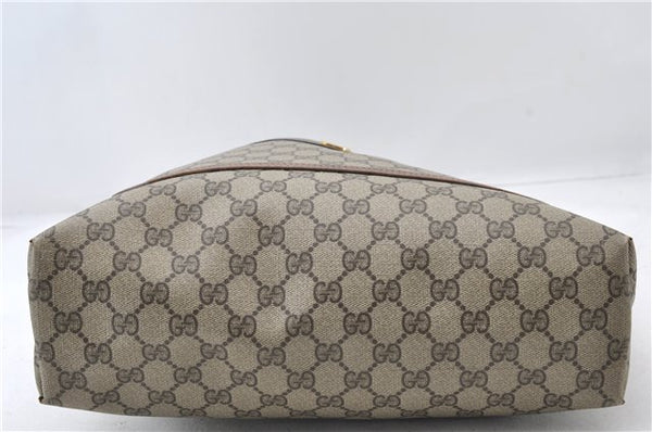 Authentic GUCCI Web Sherry Line Shoulder Tote Bag GG PVC Leather Brown 5237E