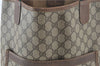 Authentic GUCCI Web Sherry Line Shoulder Tote Bag GG PVC Leather Brown 5237E