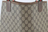 Authentic GUCCI Web Sherry Line Shoulder Tote Bag GG PVC Leather Brown 5237E