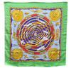 Authentic HERMES Carre 90 Scarf "REVES D'ESPACE" Silk Green 5238D