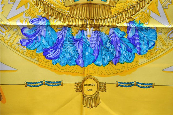 Authentic HERMES Carre 90 Scarf "Mexique" Silk Yellow 5239D