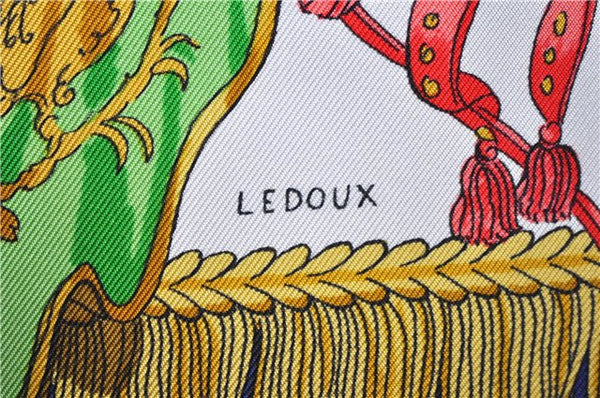 Authentic HERMES Carre 90 Scarf "CAPARACONS" Silk Navy 5240D