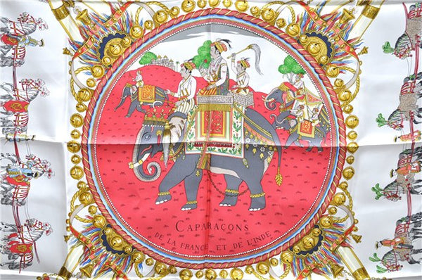 Authentic HERMES Carre 90 Scarf "CAPARACONS" Silk Navy 5240D