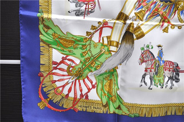 Authentic HERMES Carre 90 Scarf "CAPARACONS" Silk Navy 5240D