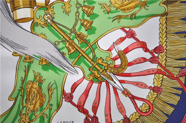 Authentic HERMES Carre 90 Scarf "CAPARACONS" Silk Navy 5240D