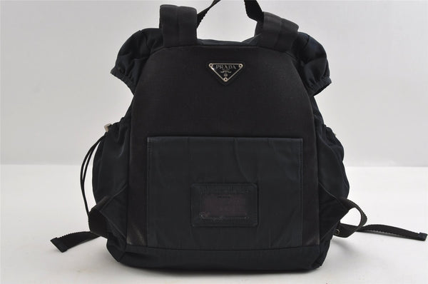 Authentic PRADA Vintage Nylon Tessuto Drawstring Backpack Navy Blue 5240I