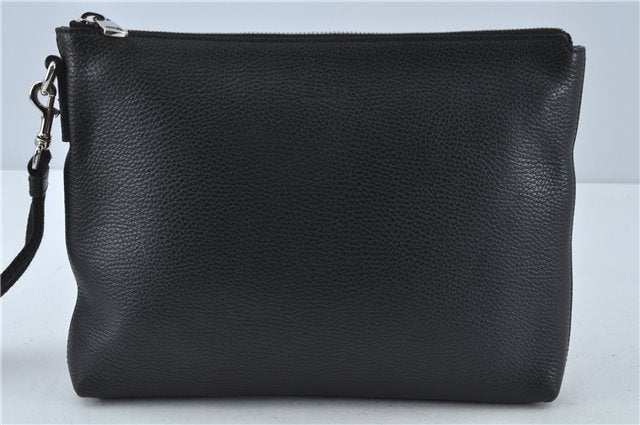 Authentic GUCCI Cosmopolis Clutch Bag Purse Leather 387075 Black 5242B