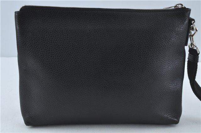 Authentic GUCCI Cosmopolis Clutch Bag Purse Leather 387075 Black 5242B